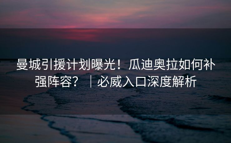 曼城引援计划曝光！瓜迪奥拉如何补强阵容？｜必威入口深度解析  第2张