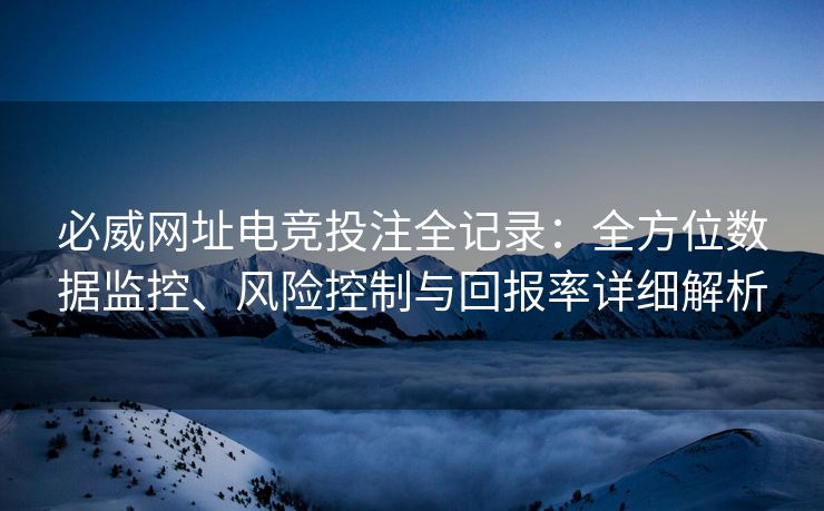 必威网址电竞投注全记录：全方位数据监控、风险控制与回报率详细解析